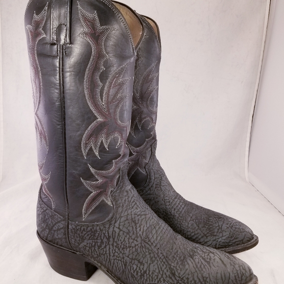 DAN POST MEN CHARCOAL BLACK WESTERN COWBOY BOOTS SZ 9 D  * - Picture 4 of 12